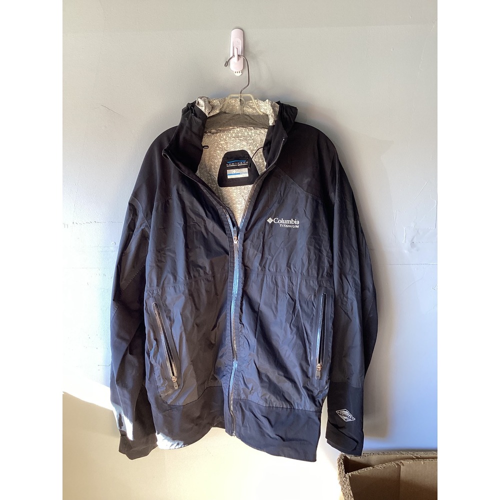 Columbia Titanium Omni-Tech Jacket Mens XL Black Waterproof Rain Shell Hooded